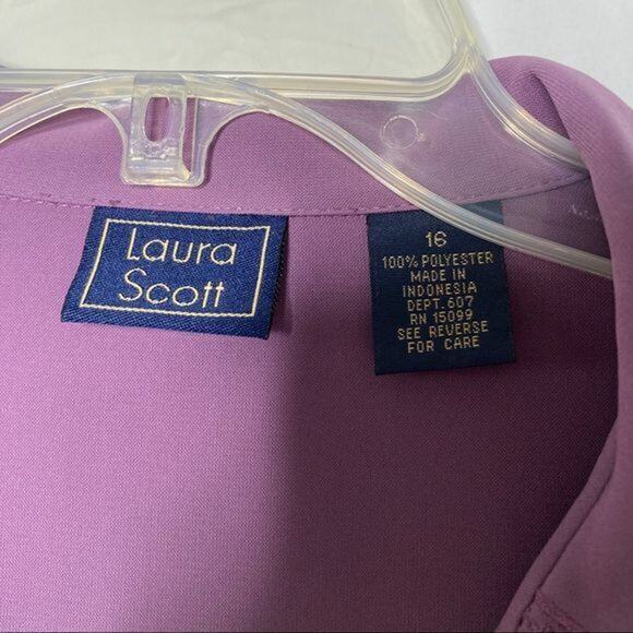 Laura Scott Wms 16 Purple Floral Embroidered Blouse Casual Dressy Office - Picture 3 of 11
